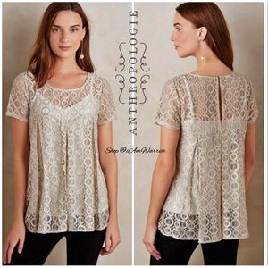 Anthropologie Akemj + Kin metallic lace swing top